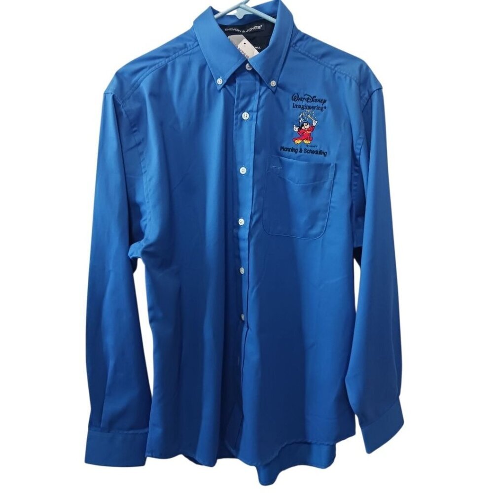 Devon & Jones imagineering Mens  Button-Up Shirt Teflon-Protected  Blue Medium